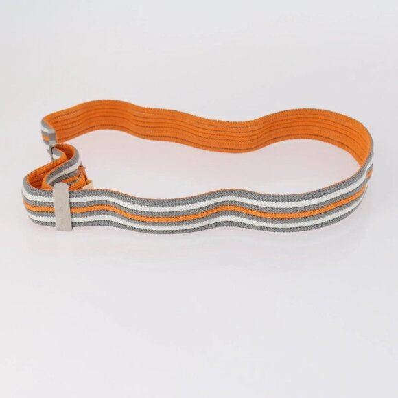 HERMES Suspenders Belt Canvas Leather 2 Set Orange Auth bs29192 main image 8